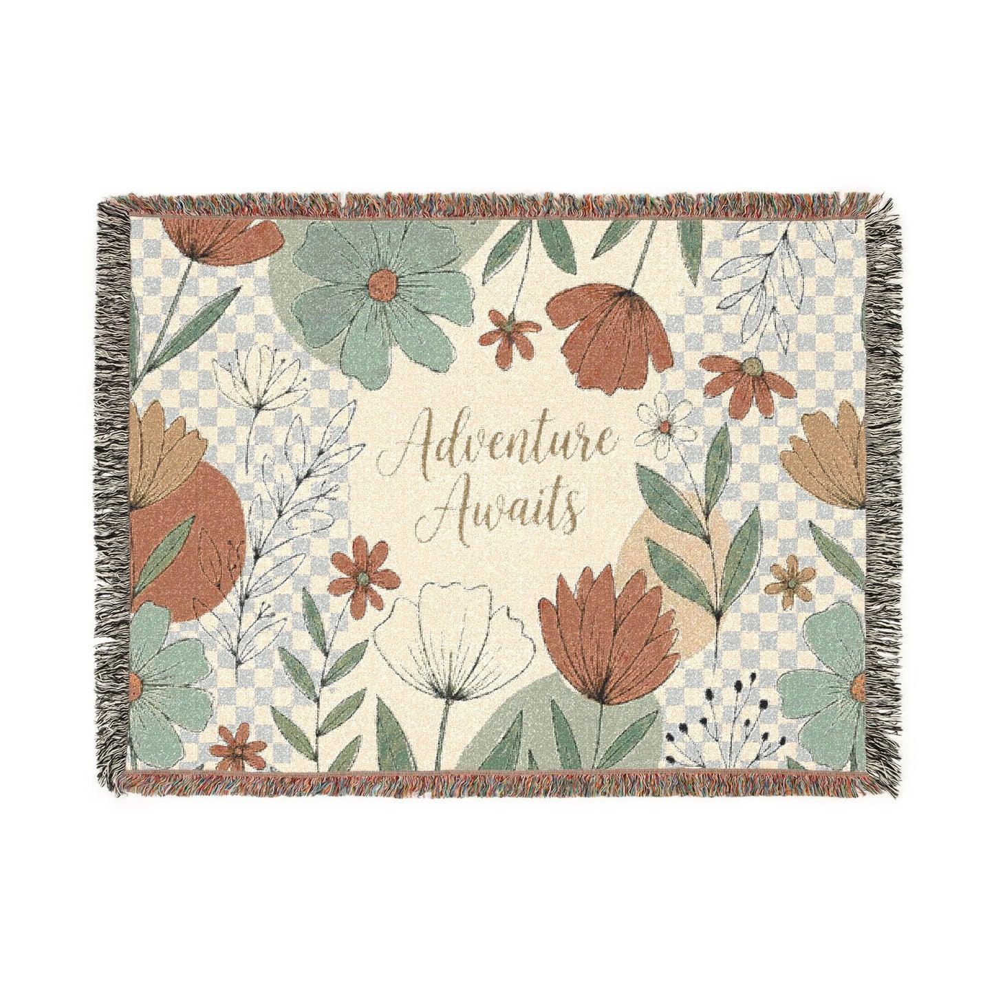 Adventure Awaits Floral Woven Blanket
