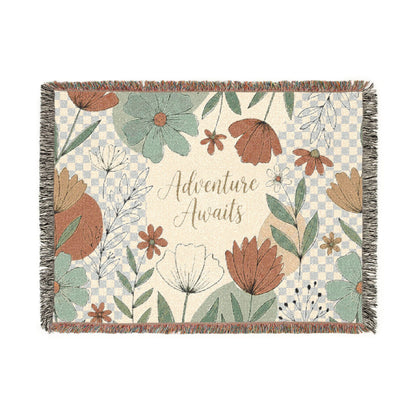 Adventure Awaits Floral Woven Blanket