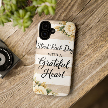 Grateful Heart Tough Case — Floral Striped Protective Phone Case