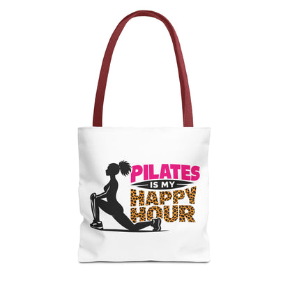 Pilates Is My Happy Hour Tote Bag — Funny Fitness Yoga Workout Tote