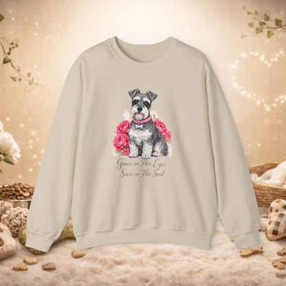 Schnauzer Floral Crewneck Sweatshirt – "Grace in her eyes, sass in her soul"