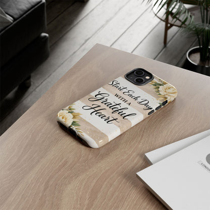 Grateful Heart Tough Case — Floral Striped Protective Phone Case