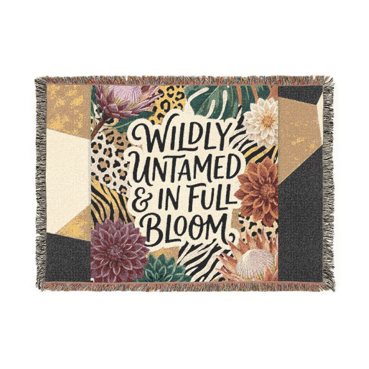 "Wildly Untamed & In Full Bloom" Floral Throw Blanket Woven Blanket —