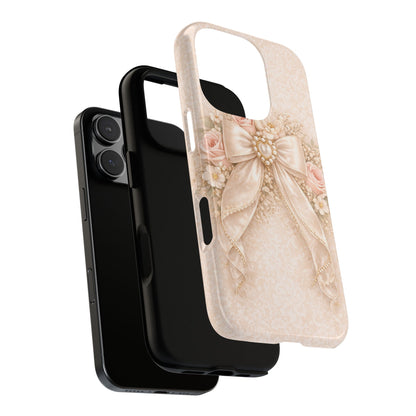 Vintage Pearl Bow Phone Case — Romantic Floral iPhone Cover