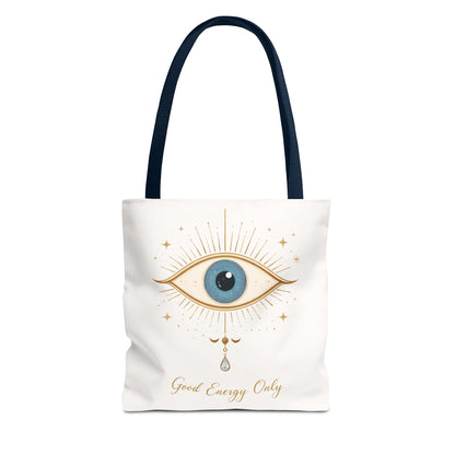 Mystic Eye Tote Bag — 'Good Energy Only' Spiritual Canvas Tote