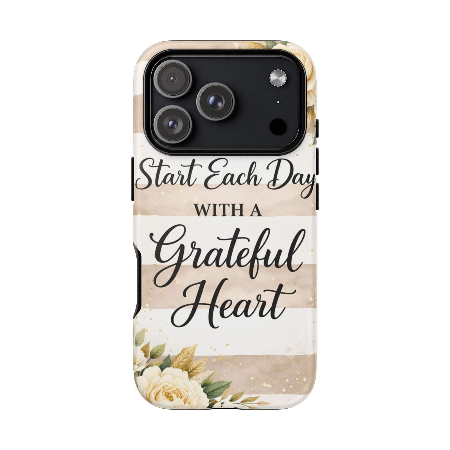 Grateful Heart Tough Case — Floral Striped Protective Phone Case