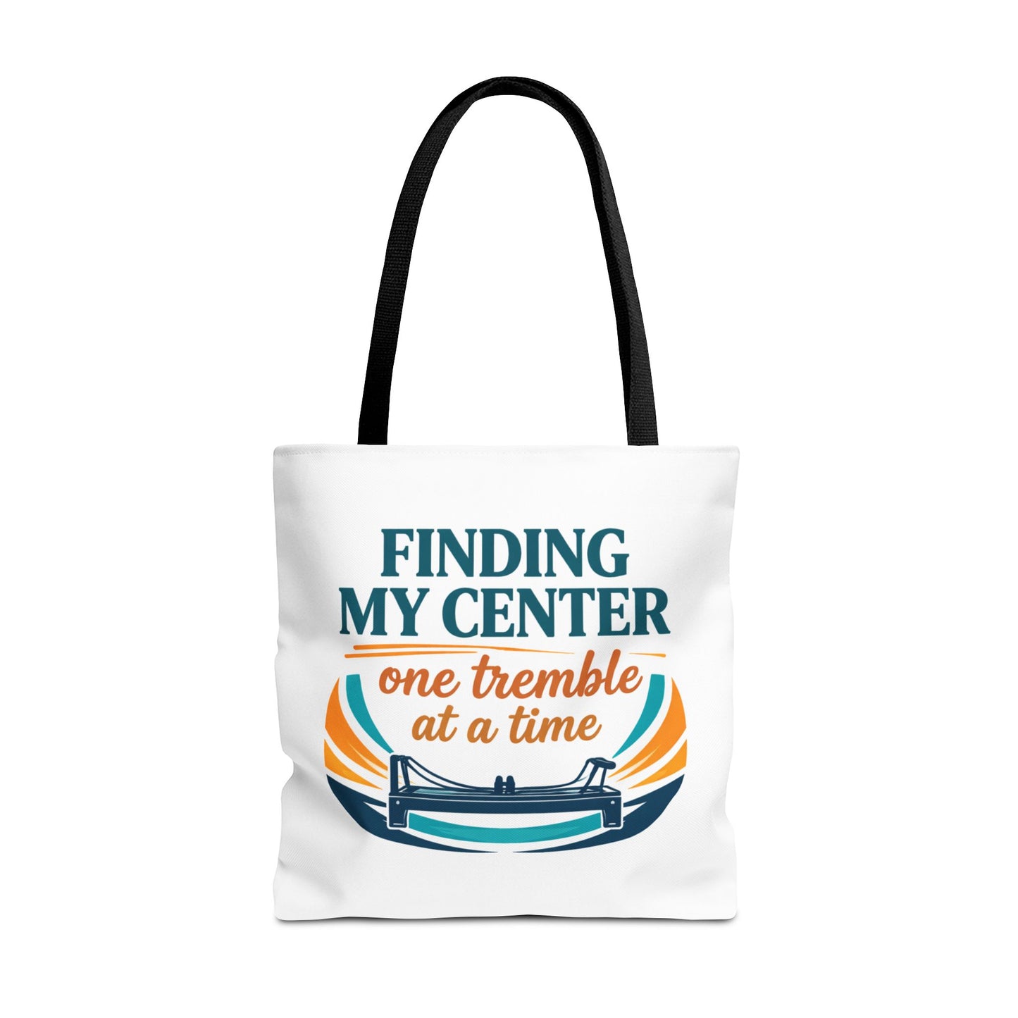 Finding My Center Pilates Tote Bag — “Finding My Center One Tremble at a Time”