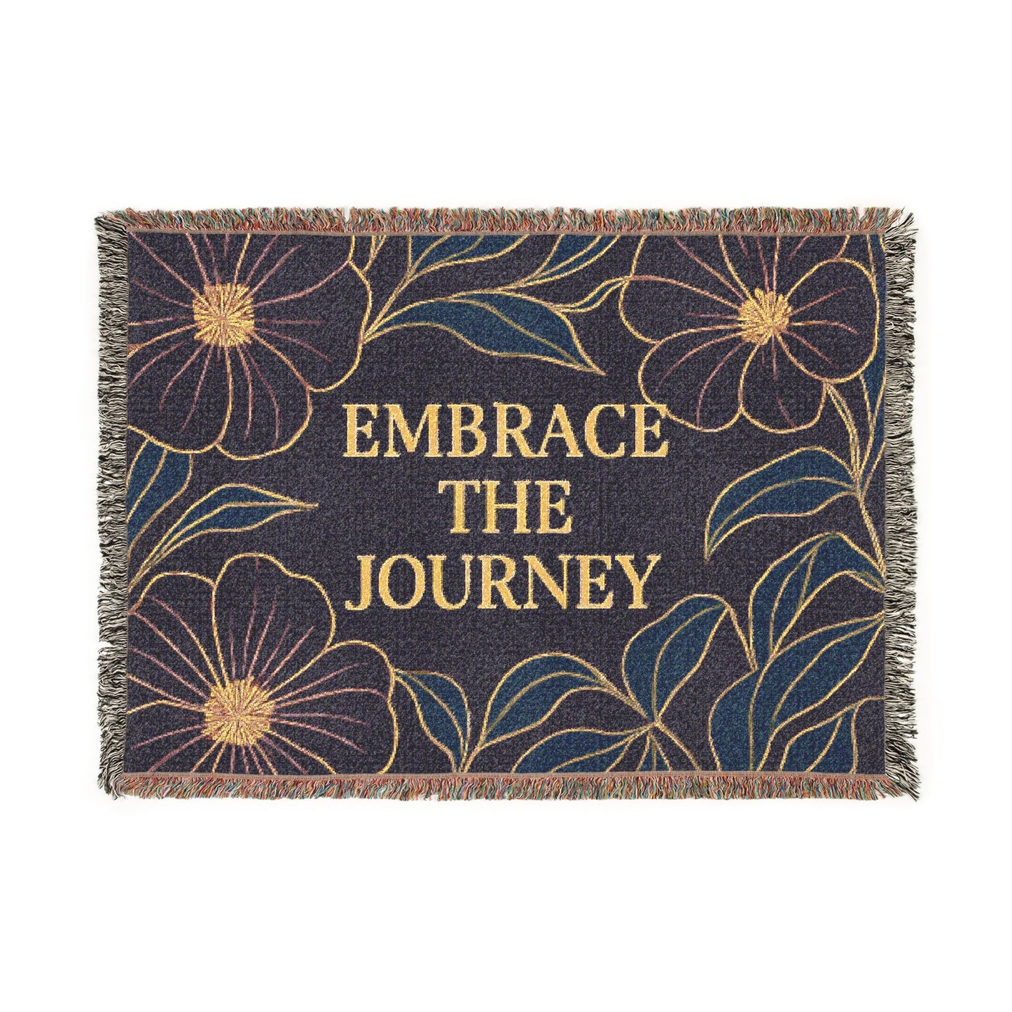 Embrace The Journey Woven Blanket — Floral Inspirational Throw