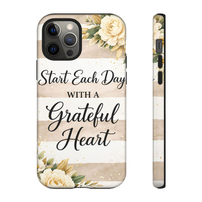 Grateful Heart Tough Case — Floral Striped Protective Phone Case