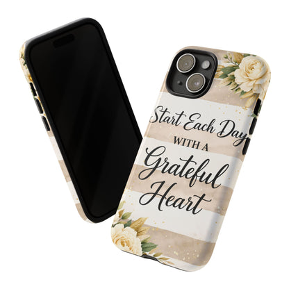 Grateful Heart Tough Case — Floral Striped Protective Phone Case