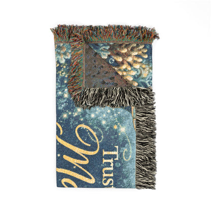 Woven Blanket — “Trust the Magic of the Ocean” Nautical Cozy Throw
