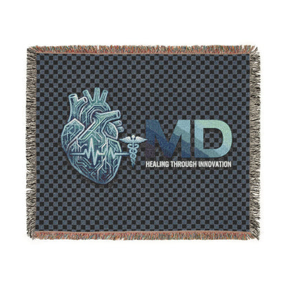 MD Heart Woven Blanket — Medical Doctor Gift Throw