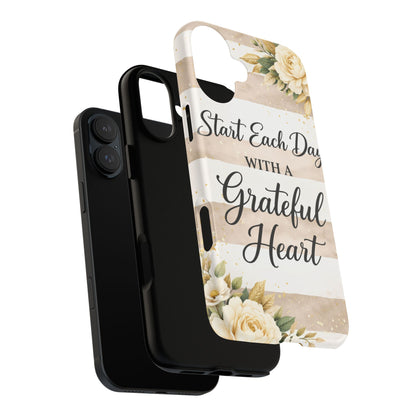 Grateful Heart Tough Case — Floral Striped Protective Phone Case
