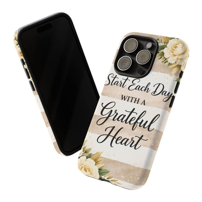 Grateful Heart Tough Case — Floral Striped Protective Phone Case