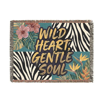 'Wild Heart, Gentle Soul' Tropical Zebra Throw / Woven Blanket —