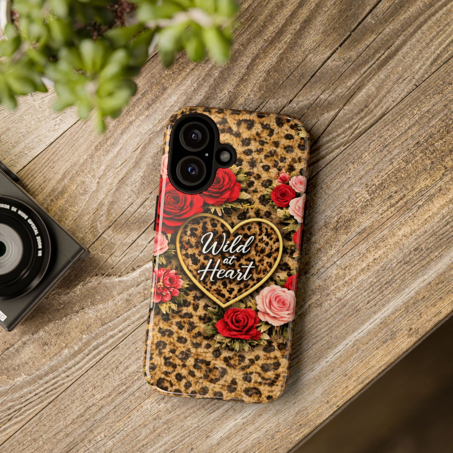 Wild at Heart Leopard Phone Case — Floral Heart Protective Phone Cover
