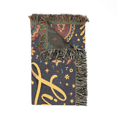 Live Simply Remain Grateful Woven Blanket — Inspirational Boho Throw