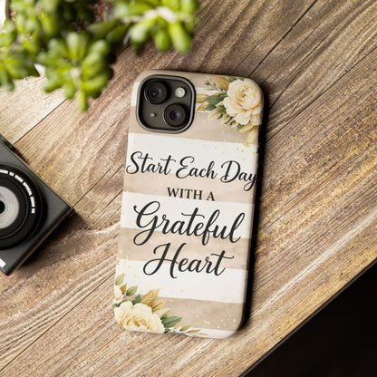 Grateful Heart Tough Case — Floral Striped Protective Phone Case