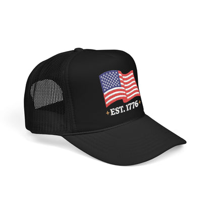 American Flag Trucker Hat - "EST. 1776" Patriotic Foam Cap