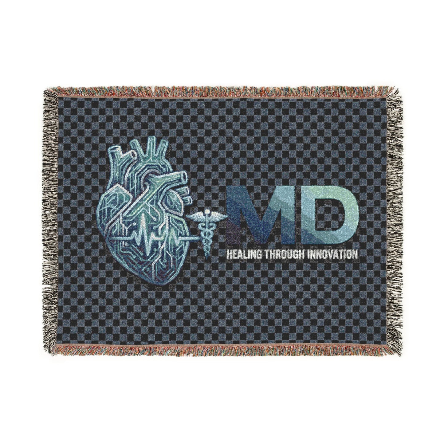 MD Heart Woven Blanket — Medical Doctor Gift Throw