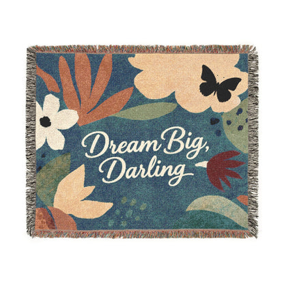 Dream Big, Darling Woven Blanket — Floral Boho Throw for Bedroom & Gift