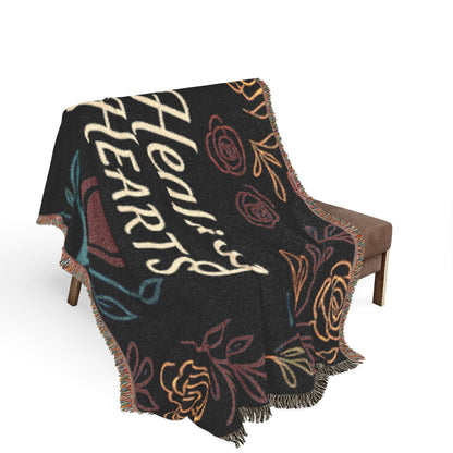 Healing Hearts Woven Blanket — Floral Comfort Throw