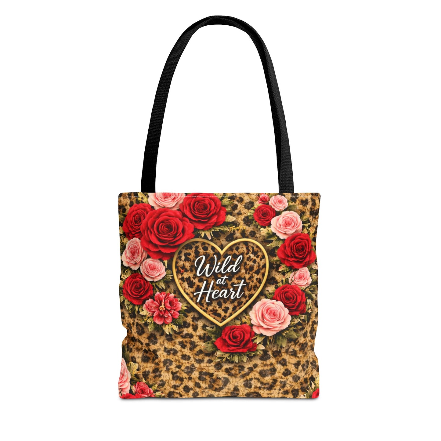 Wild Heart Leopard Rose Tote Bag – Floral Animal Print Shopper