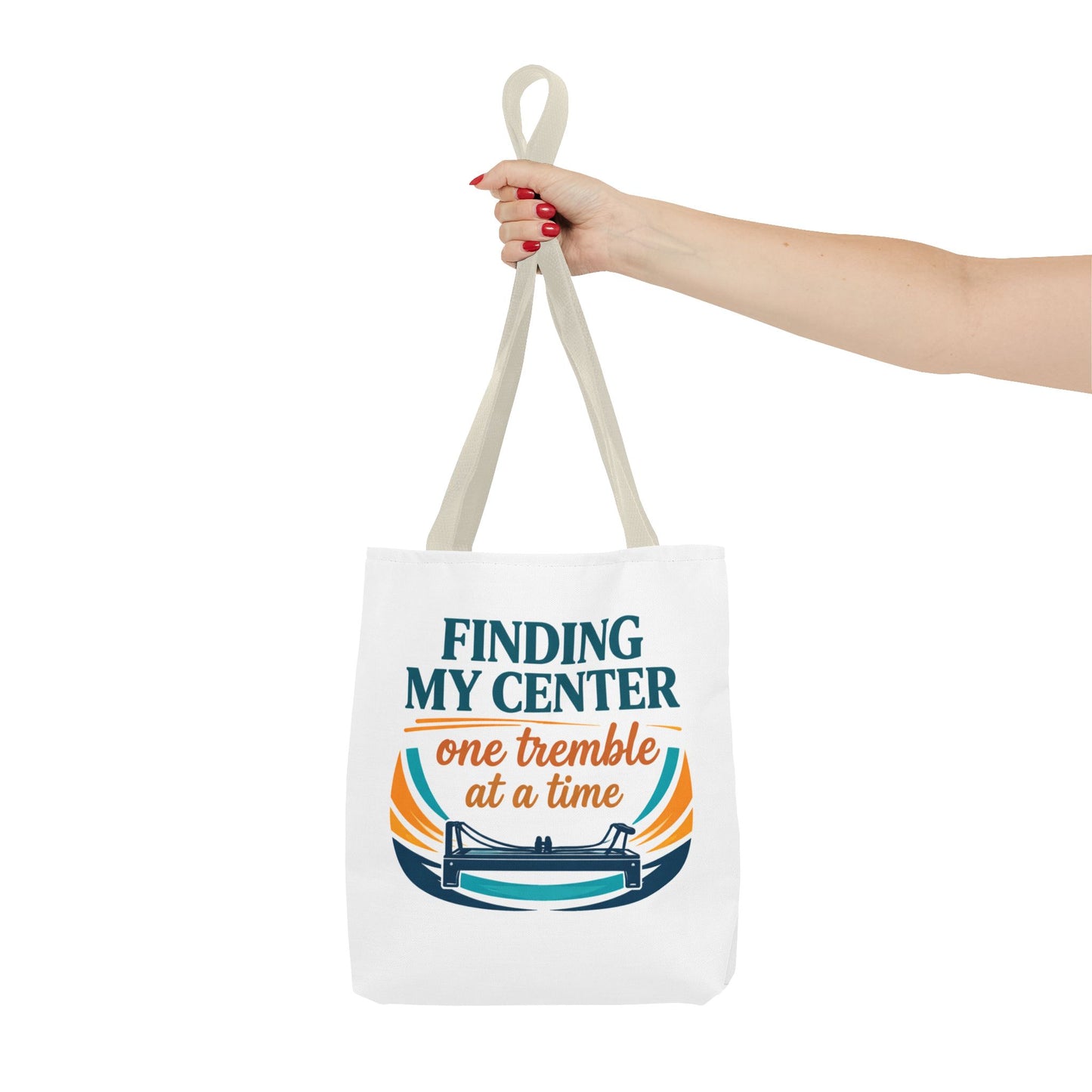 Finding My Center Pilates Tote Bag — “Finding My Center One Tremble at a Time”