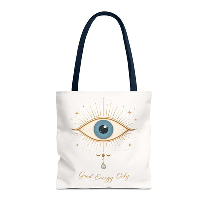 Mystic Eye Tote Bag — 'Good Energy Only' Spiritual Canvas Tote