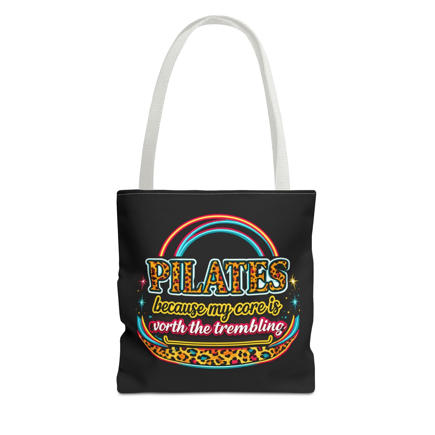 Pilates because my core is worth the trembling" Leopard Retro Design Pilates Tote Bag