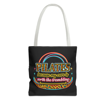Pilates because my core is worth the trembling" Leopard Retro Design Pilates Tote Bag