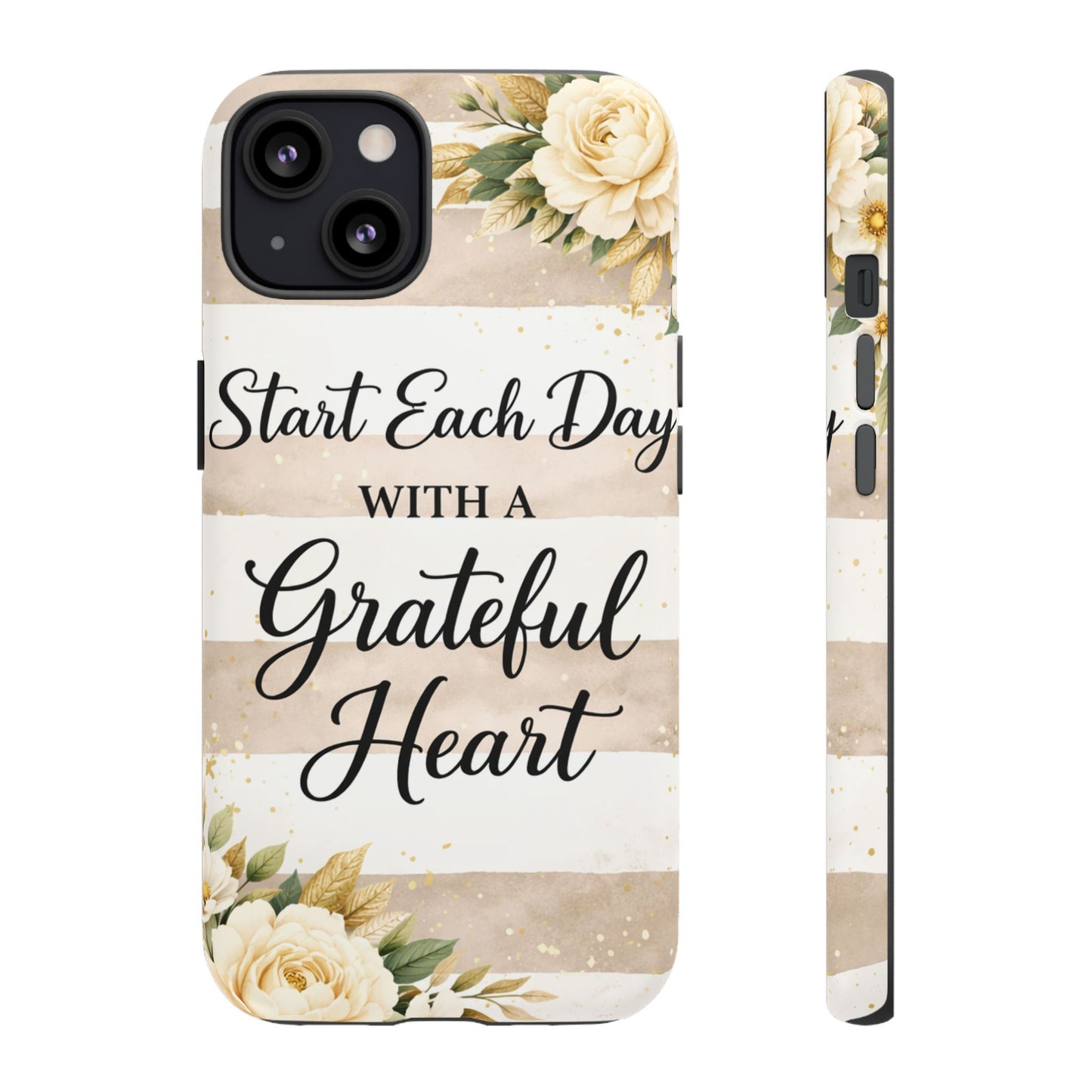 Grateful Heart Tough Case — Floral Striped Protective Phone Case