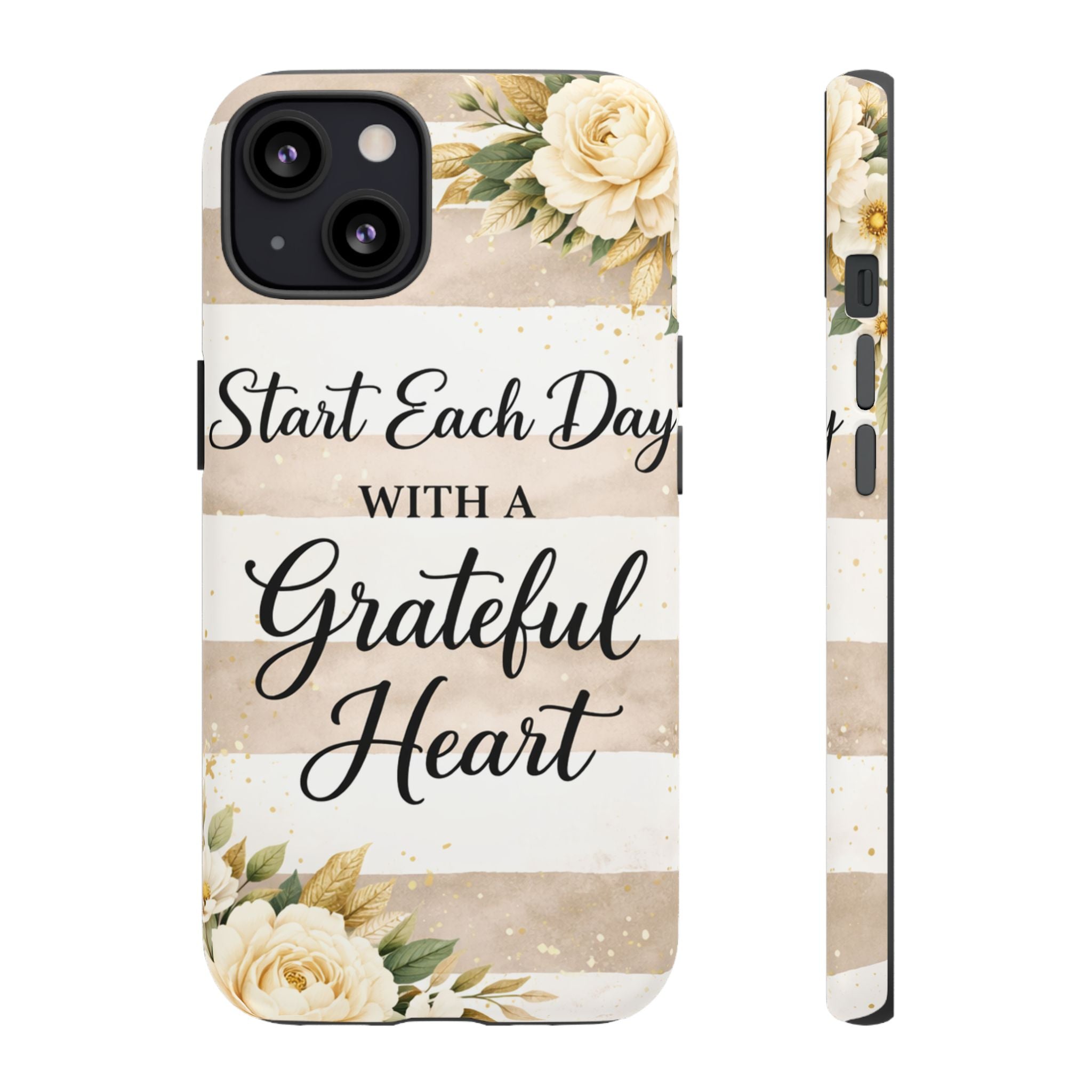 Grateful Heart Tough Case — Floral Striped Protective Phone Case