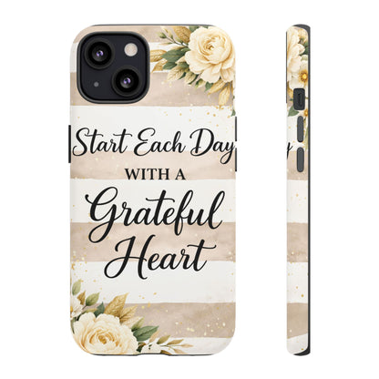 Grateful Heart Tough Case — Floral Striped Protective Phone Case