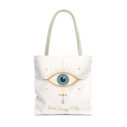 Mystic Eye Tote Bag — 'Good Energy Only' Spiritual Canvas Tote