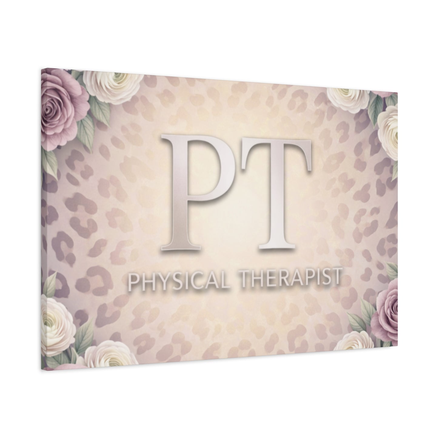 Physical Therapist Canvas Wall Art – PT Leopard Floral Matte Stretched Canvas