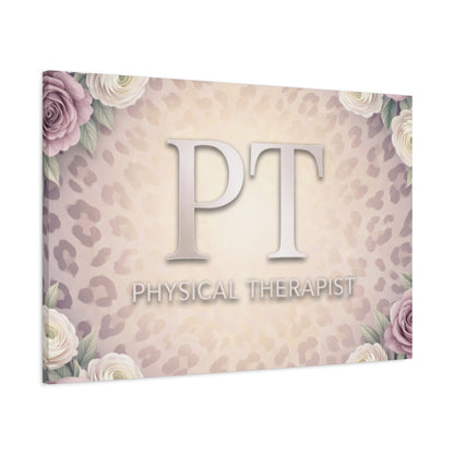 Physical Therapist Canvas Wall Art – PT Leopard Floral Matte Stretched Canvas