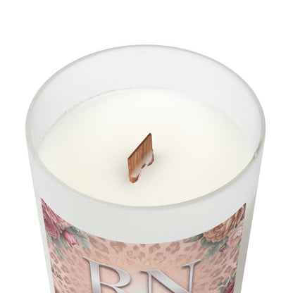 RN Registered Nurse Candle — Floral Leopard Frosted Glass 11oz
