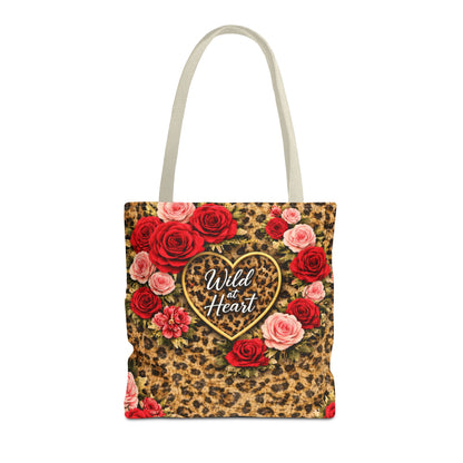 Wild Heart Leopard Rose Tote Bag – Floral Animal Print Shopper
