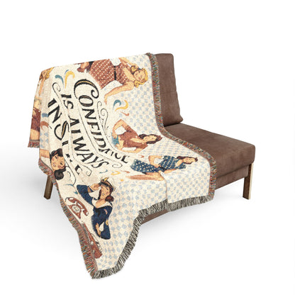 Woven Blanket — "Confidence Is Always in Style" Retro Pinup Throw