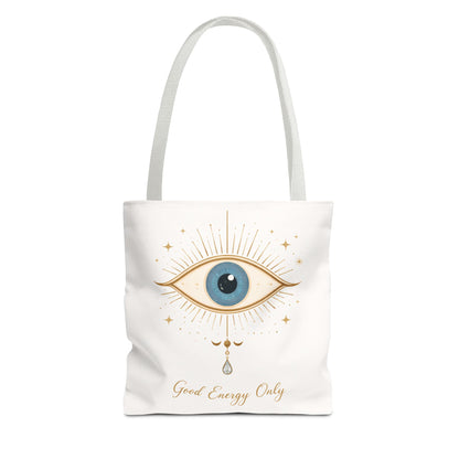 Mystic Eye Tote Bag — 'Good Energy Only' Spiritual Canvas Tote