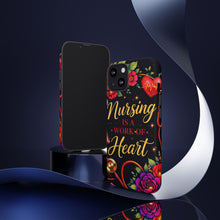 Nursing Is a Work of Heart Phone Case — Floral Stethoscope Tough Case