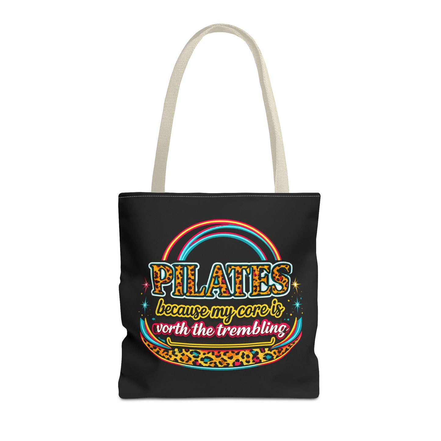 Pilates because my core is worth the trembling" Leopard Retro Design Pilates Tote Bag