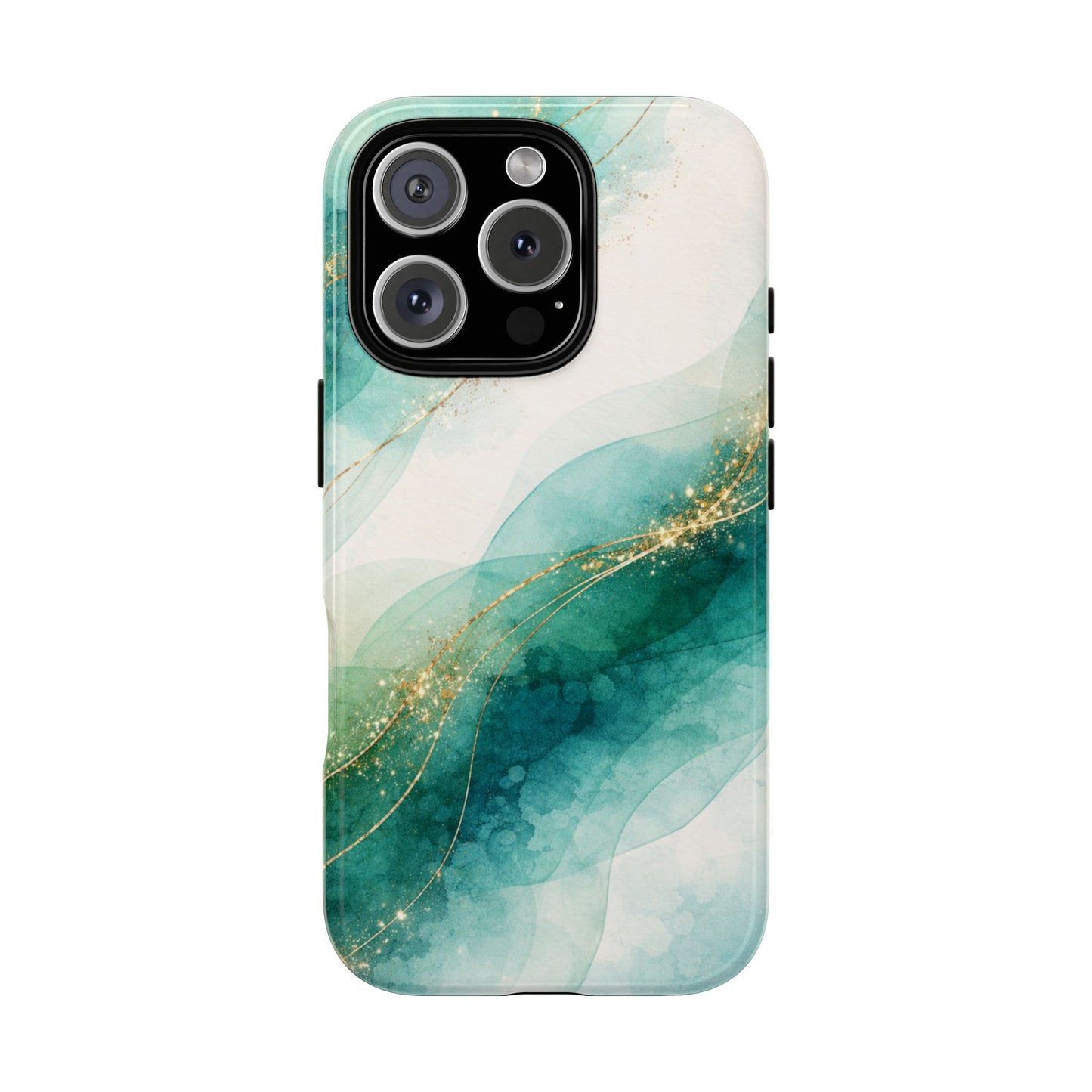 Teal Marble Gold Accent Tough Phone Case