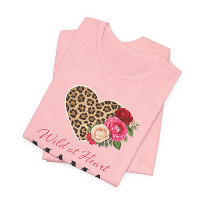Mama Leopard Heart T-Shirt — "Wild at Heart" Floral Mom Tee