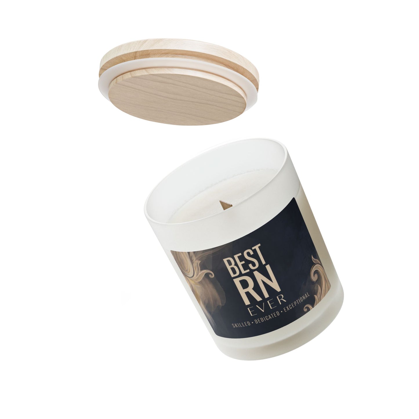 Frosted Glass Candle – “Best RN Ever” Scented Gift for Nurses (11 oz)
