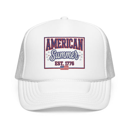 American Summer Trucker Hat — "American Summer EST. 1776" Patriotic Foam Cap