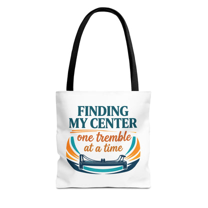 Finding My Center Pilates Tote Bag — “Finding My Center One Tremble at a Time”