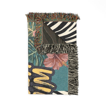 'Wild Heart, Gentle Soul' Tropical Zebra Throw / Woven Blanket —
