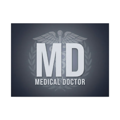 MD Medical Doctor Matte Canvas Wall Art – Caduceus Doctor Office Decor